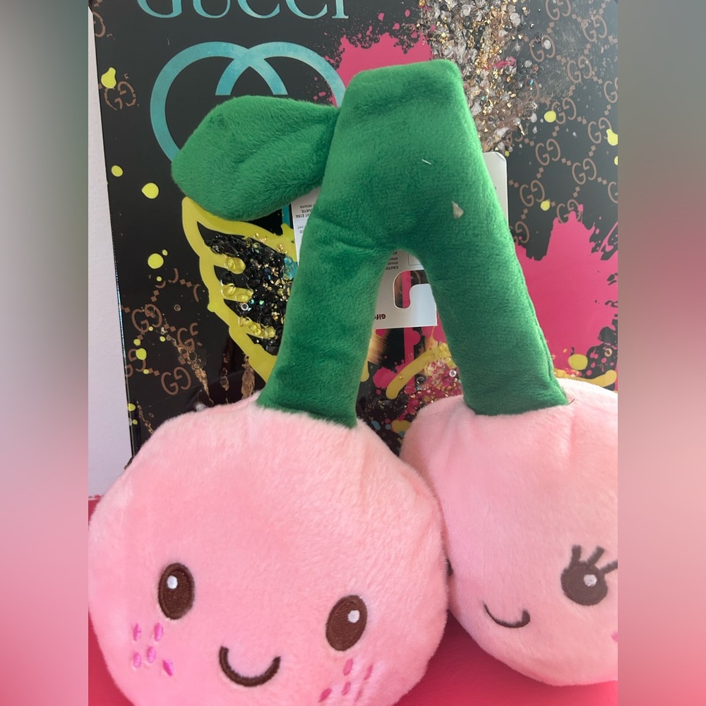 Large Plush Pink Cherry Toy for dog cats or anyone who loves Cherries 🍒 NWT